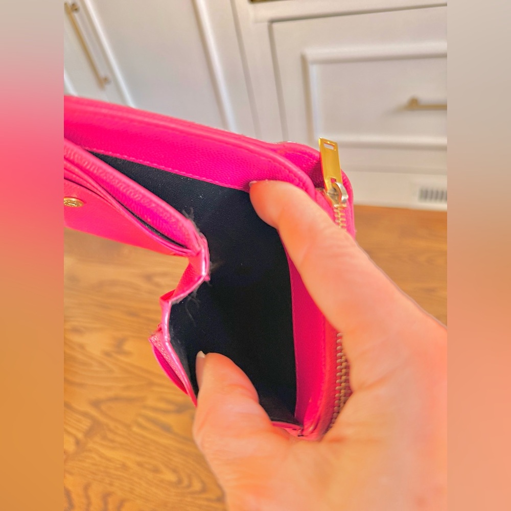 Fuschia Pink Leather YSL Wallet - Picture 7 of 10